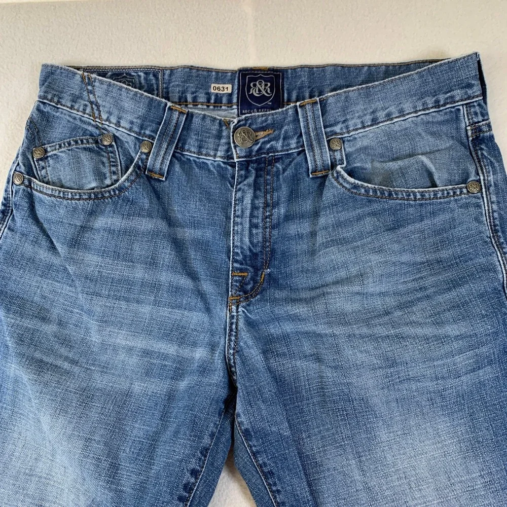 Rock &‎ Republic Men's Neil Straight Leg Denim Jeans Light Wash Blue Size 34x30